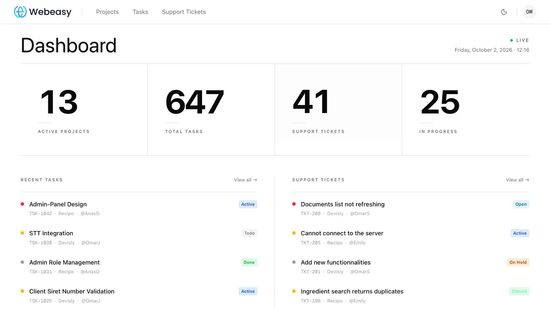 Project Manager - Webeasy preview